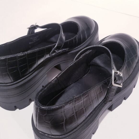 ASOS Design Black Platform Y2K Style Chunky Heels Shoes Lug Sole - Picture 9 of 10